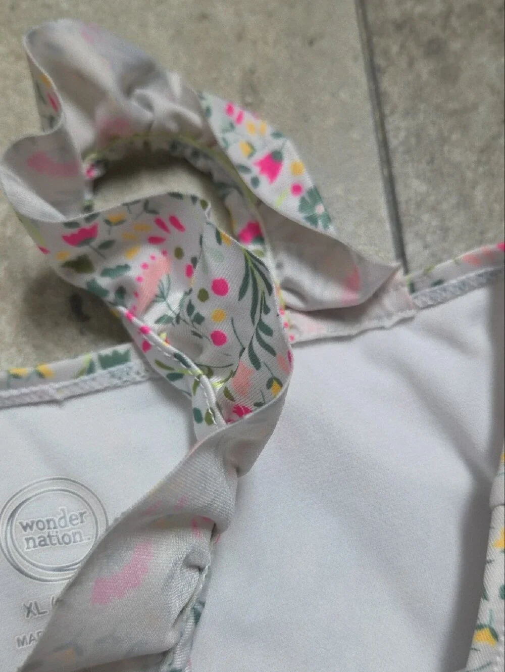 wonder nation White Floral One-Piece Swimsuit with Pink & Yellow Blossoms